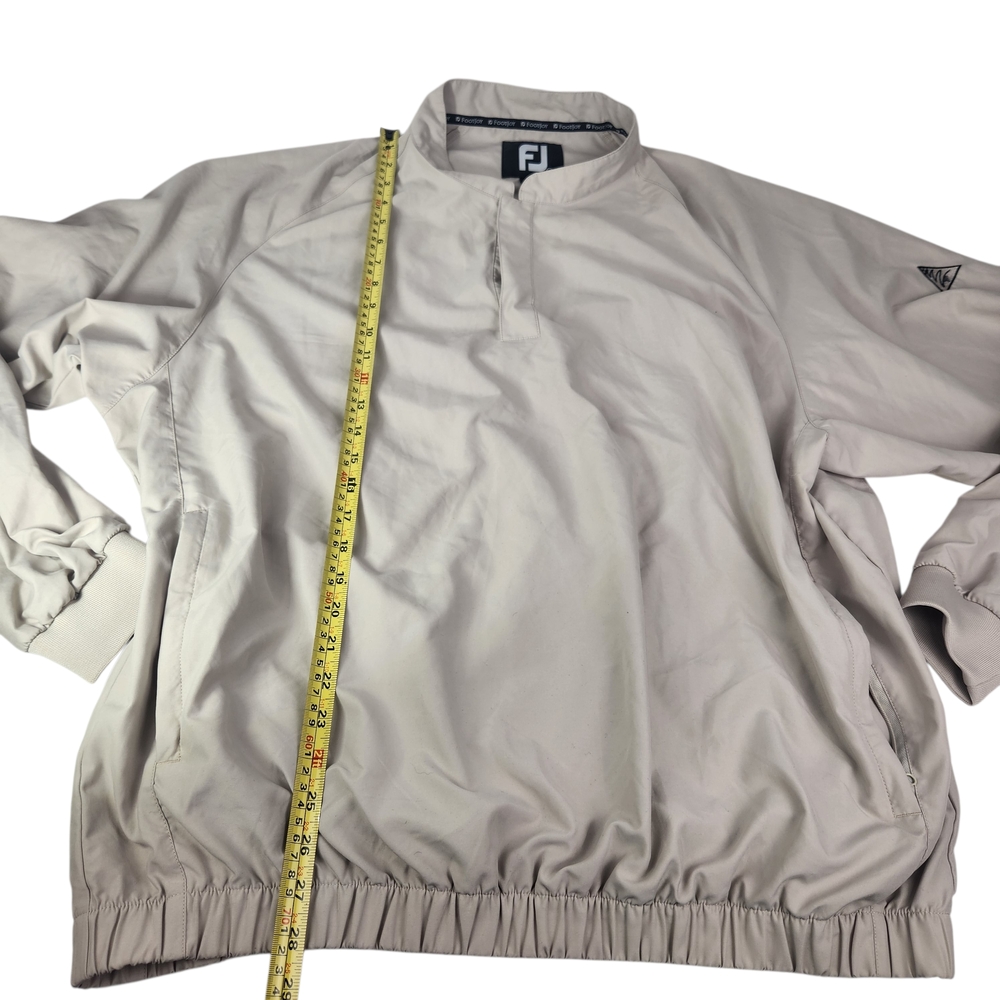 FootJoy Golf Windbreaker Pullover Jacket Men's XL Beige 1/4 Snap Windshirt - Picture 12 of 15